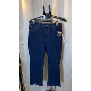 NWT Jones New York Lexington Crop Flare Jeans 12P/31 High Rise Indigo $79.50